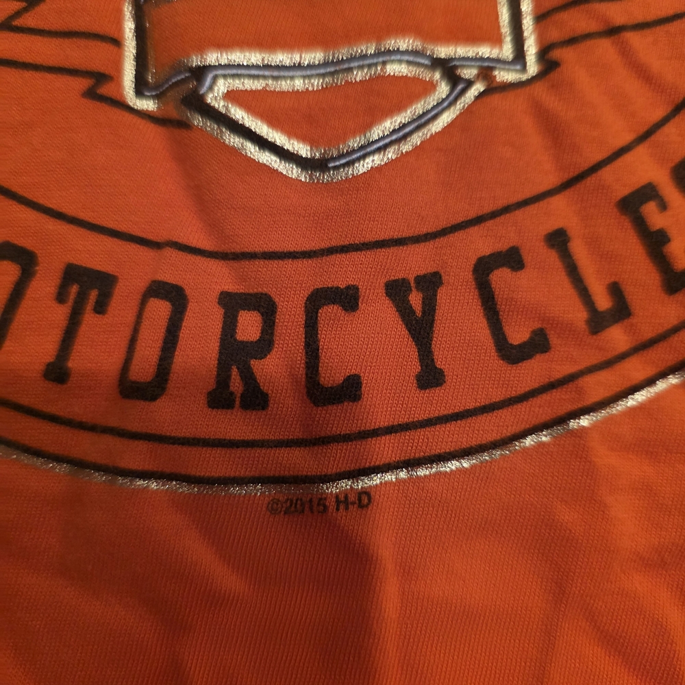 Harley-Davidson Orange Long Sleeve Graphic Shirt Size Medium Banff Canada - Picture 11 of 11